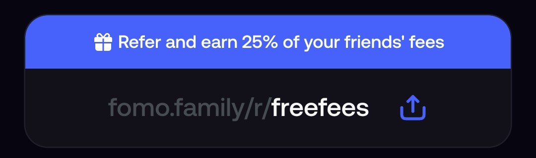 Fomo Refer and Earn 25% of Friends Fees